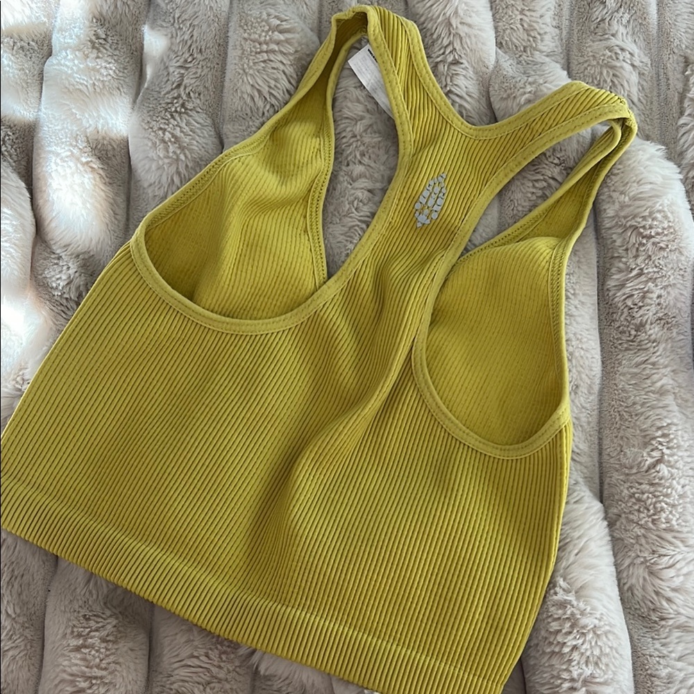 Yellow Ribbed Crop Top - Picture 2 of 2